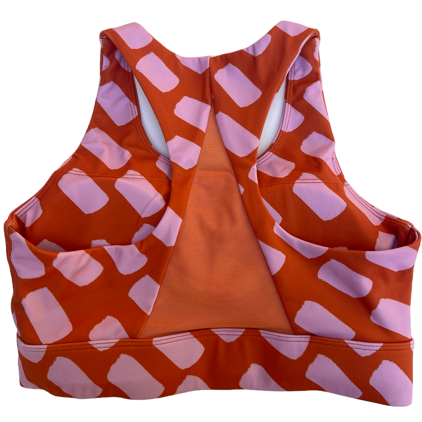 Sports Bra - Burnt Sienna and pink dash
