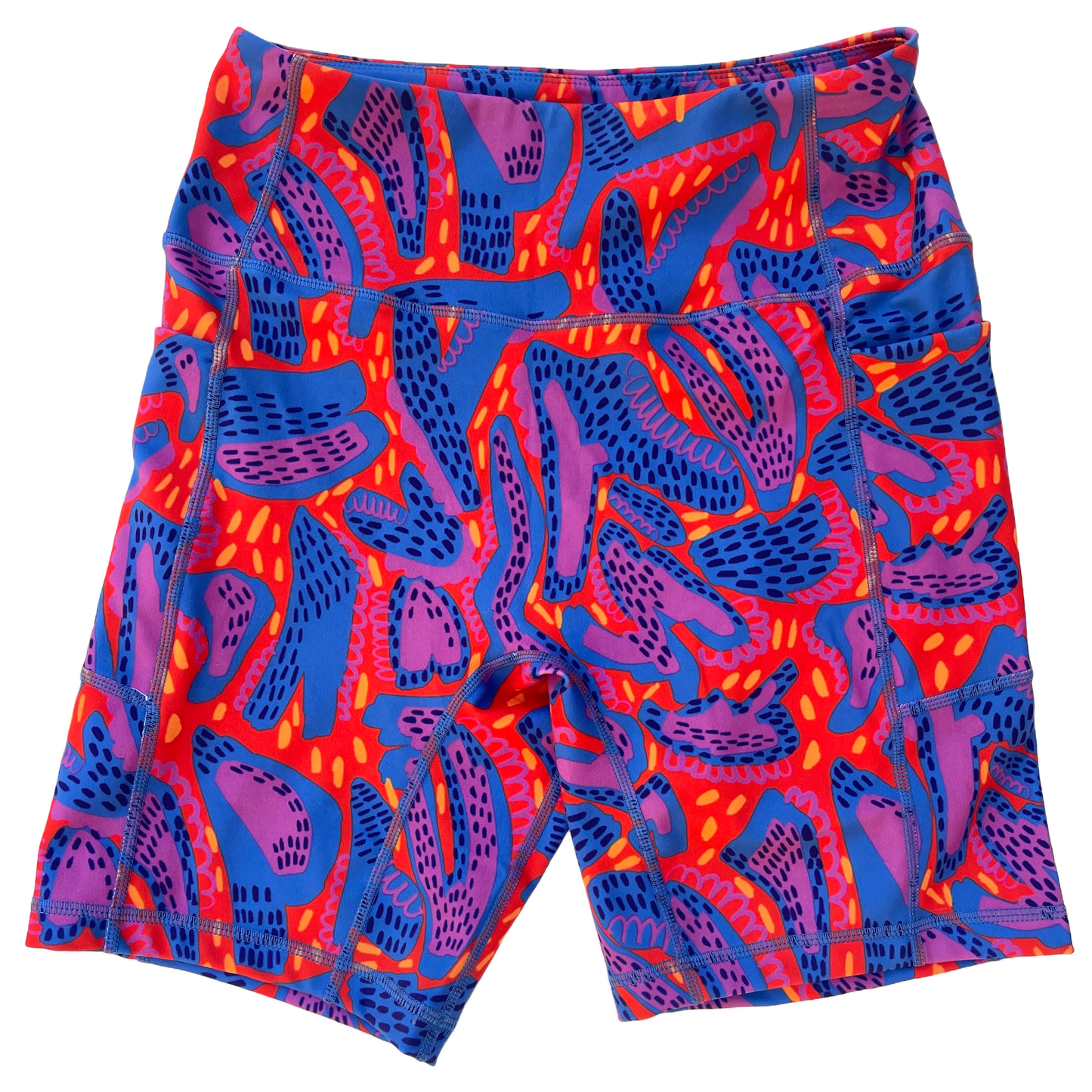 High-waisted Bike Short -- Red, Blue, Lilac WILD
