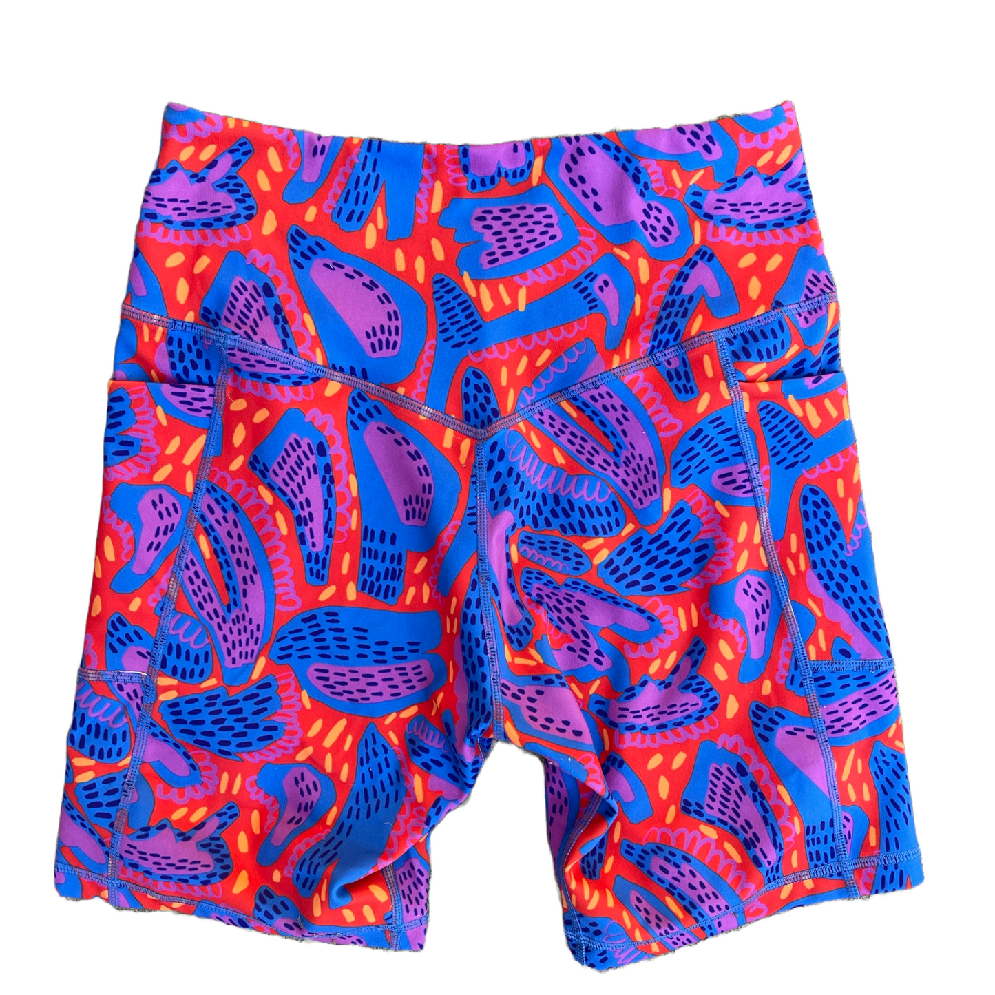 High-waisted Bike Short -- Red, Blue, Lilac WILD