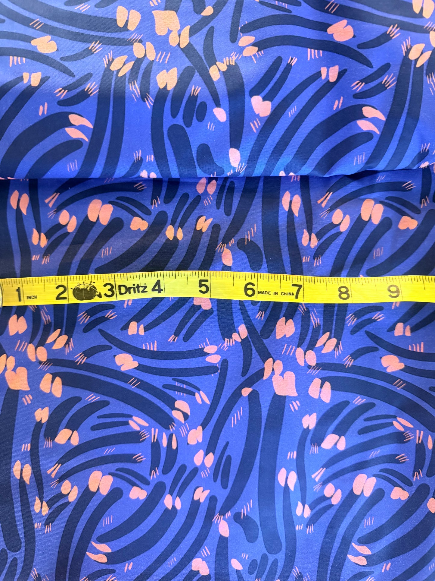Quilting Cotton- Blue and Peach Claws