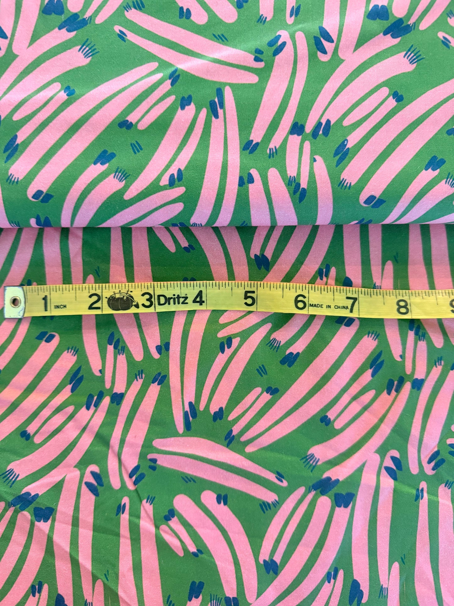 Quilting Cotton- Claws and dashes green and peach