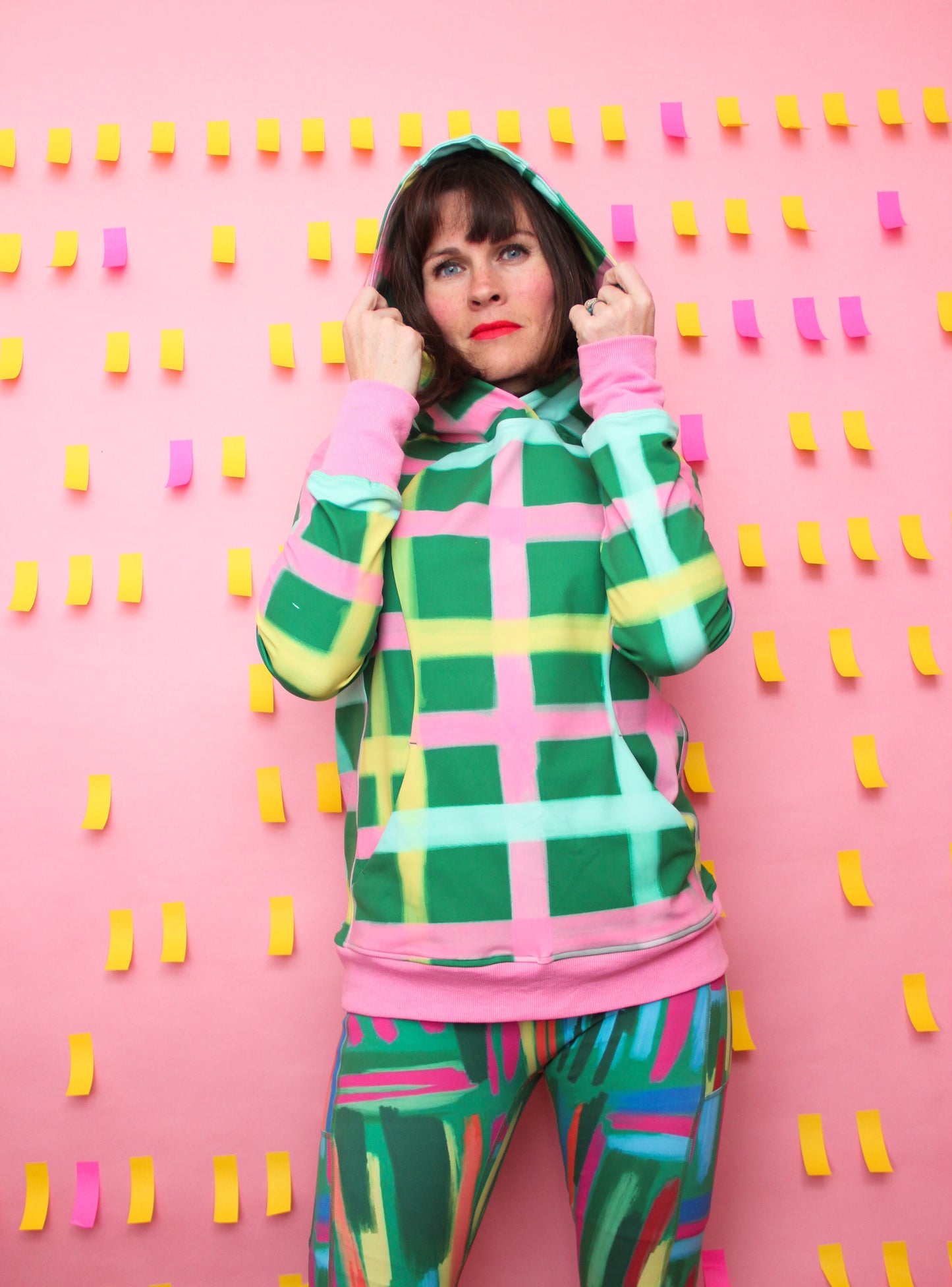 Pink and Red Striped Block Hoodie