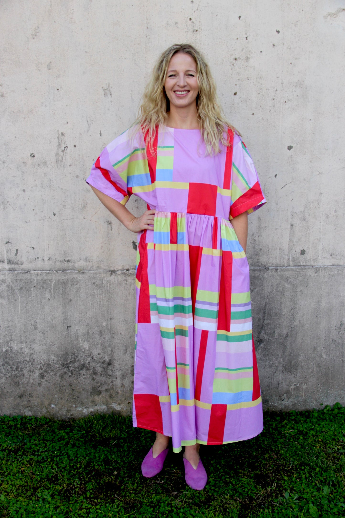 Pink and Red Broken Stripes Oversized Dress (short and long)
