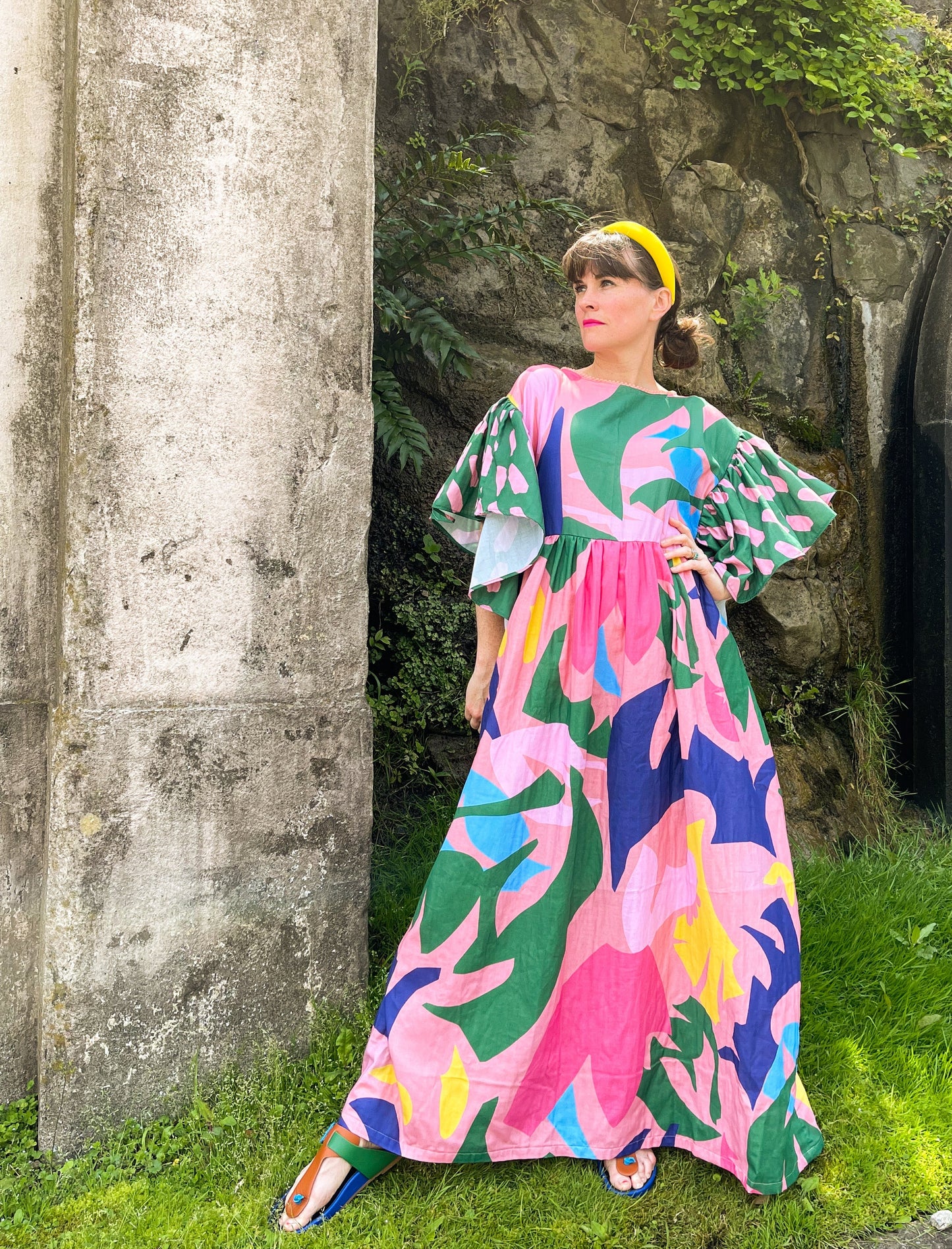 Ruffle Sleeve Maxi Dress (Hilary Swank Dress)