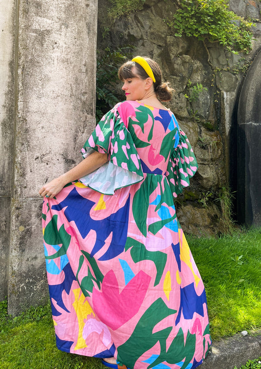 Ruffle Sleeve Maxi Dress (Hilary Swank Dress)