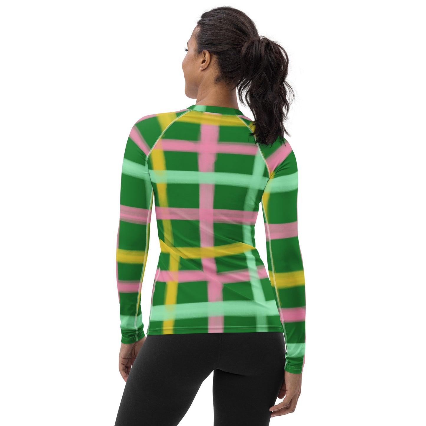 Women's Rash Guard Green Plaid
