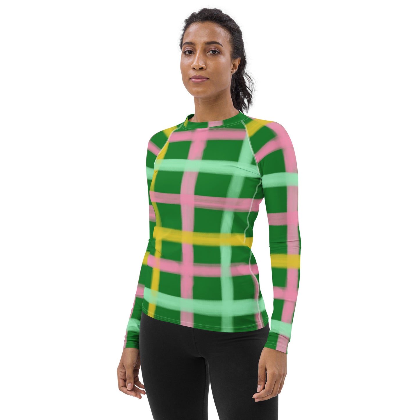 Women's Rash Guard Green Plaid