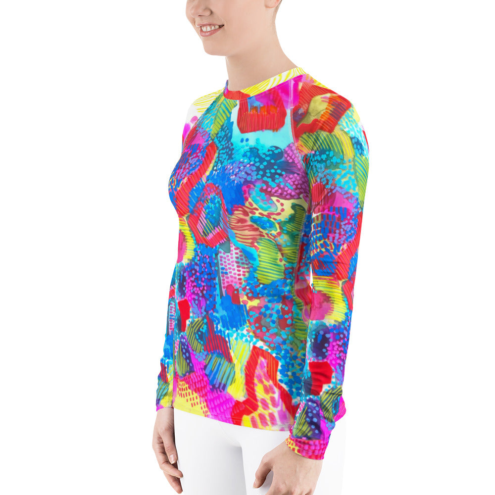 Women's Rash Guard Watercolor Rainbow