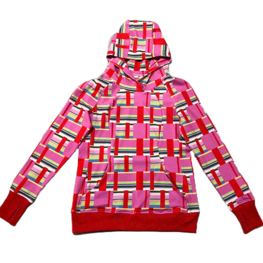 Pink and Red Striped Block Hoodie