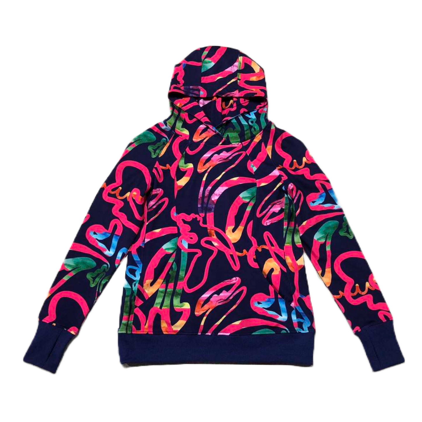 Navy and Pink Linear Hoodie