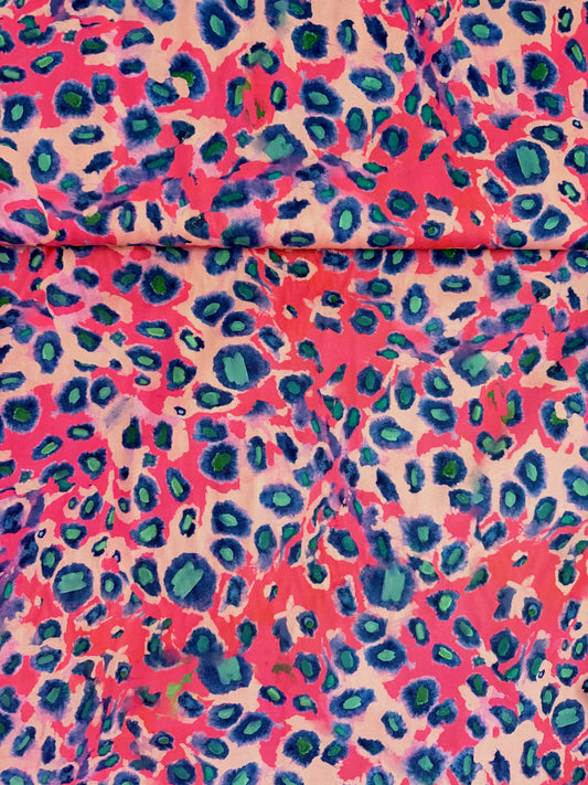 Cotton Sateen- Pink leopard