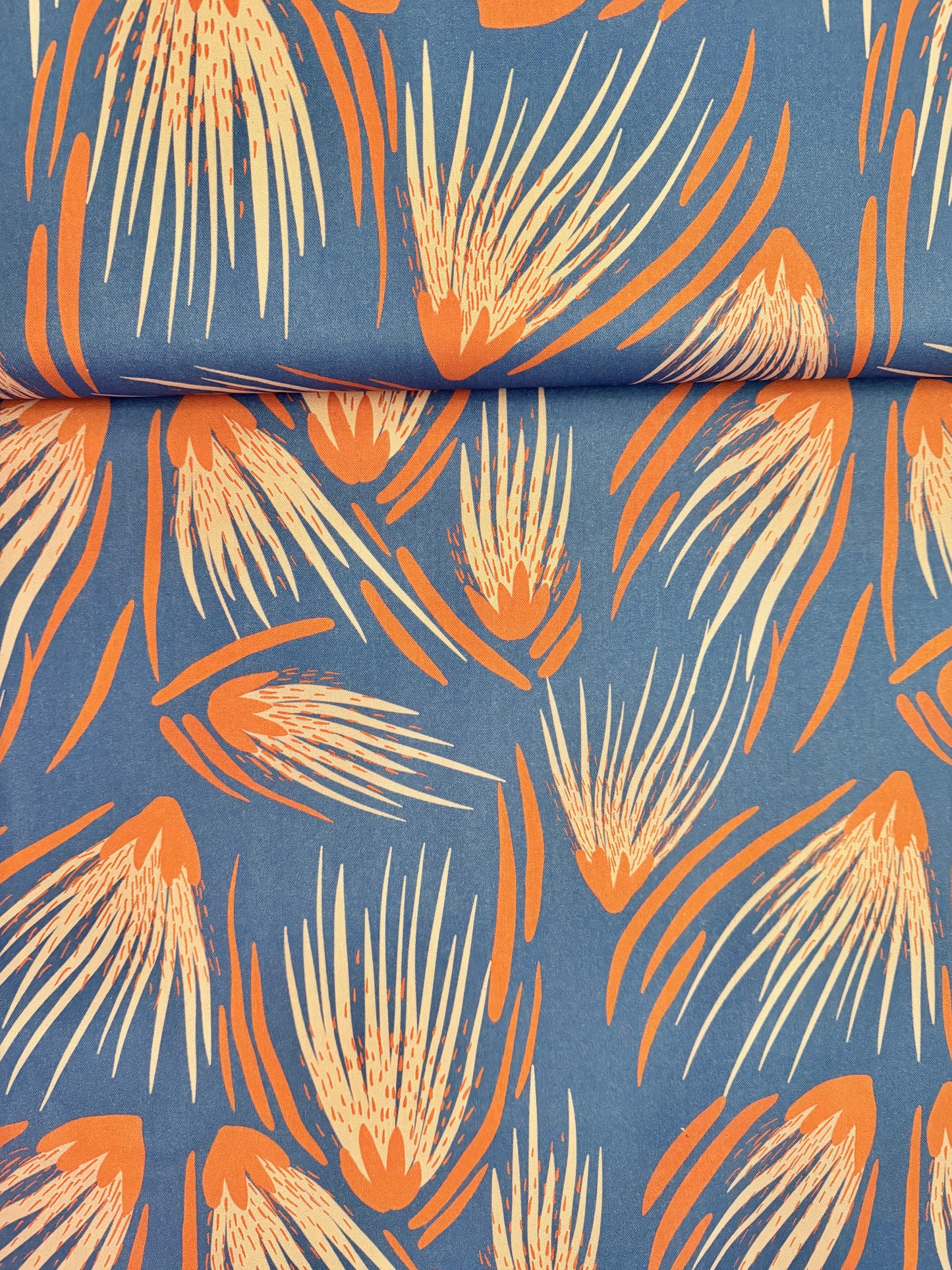 Cotton Canvas - Fan Flower Red and Blue