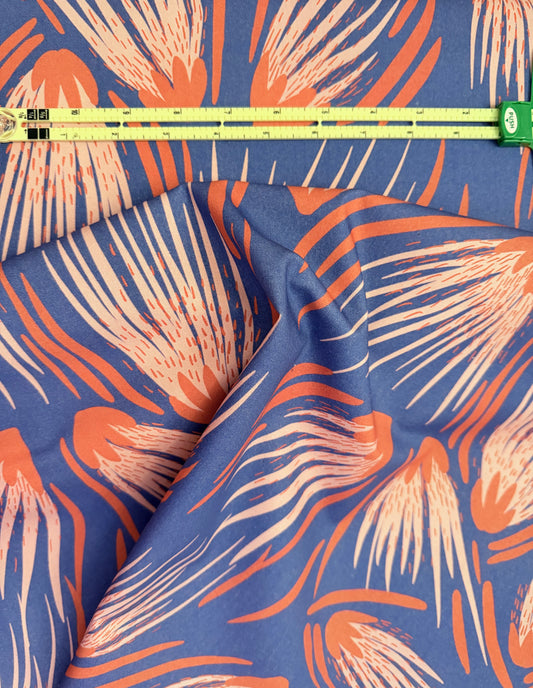 Cotton Canvas - Fan Flower Red and Blue