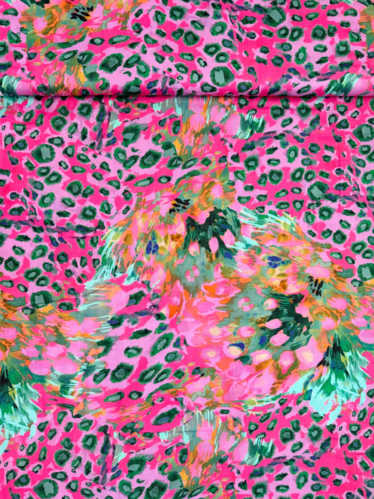 Smooth Double Gauze - Cheetah Flower Pink
