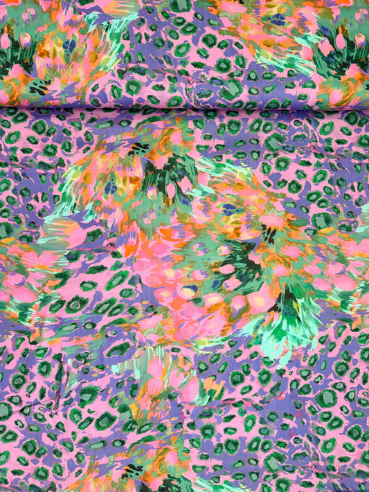 Smooth Double Gauze - Cheetah Flower purple