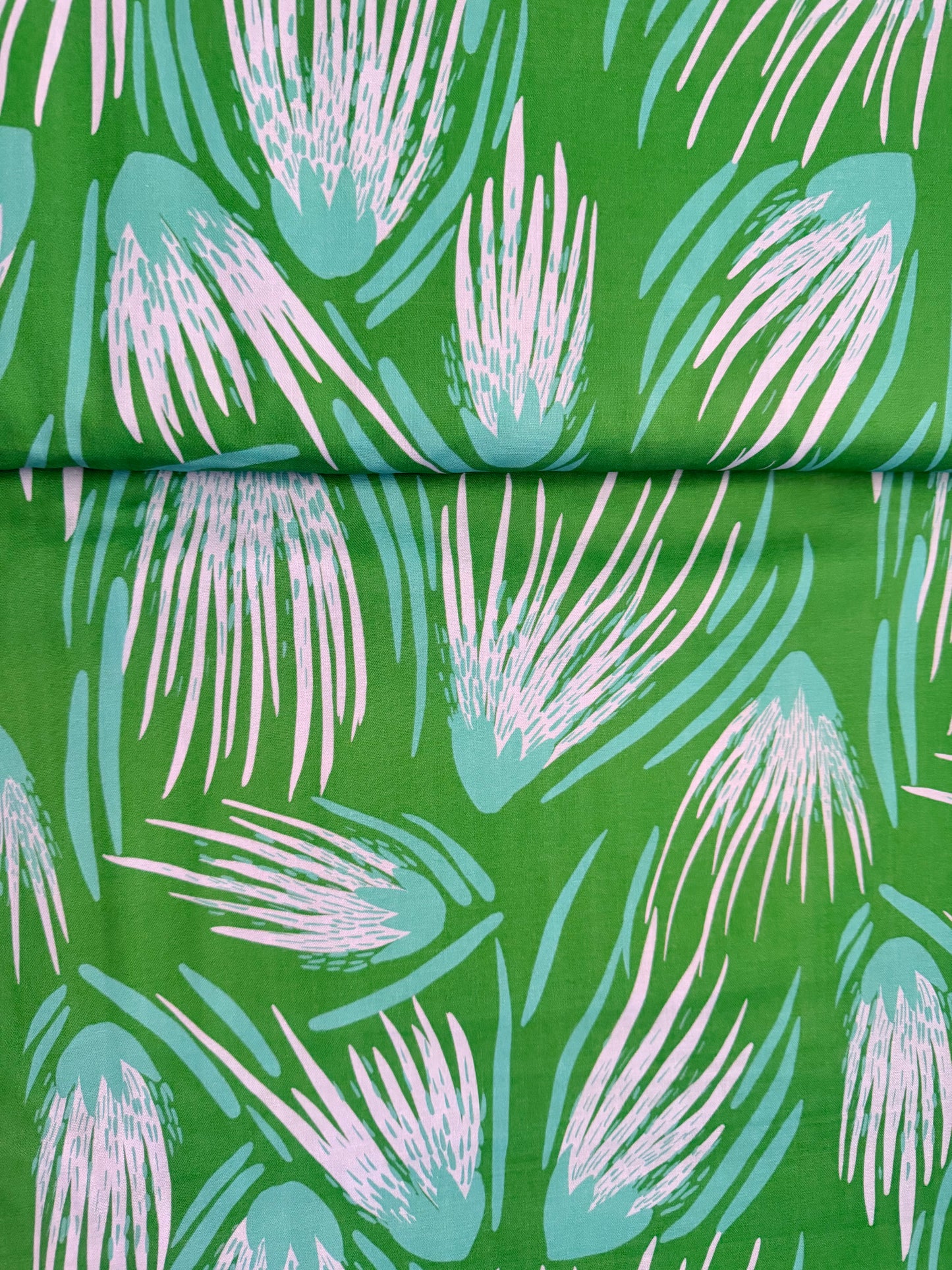 Smooth Double Gauze - Fan Flower Blue/ Green