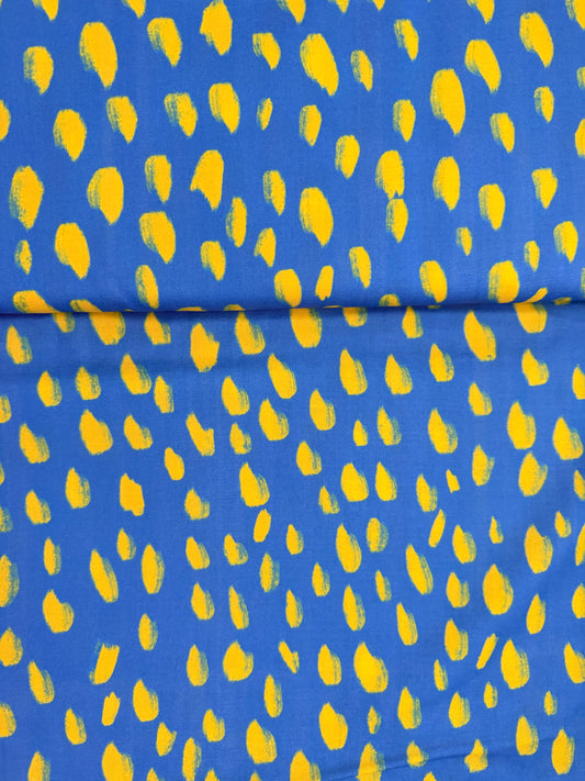 Smooth Double Gauze - Painted Dot Blue and Yellow