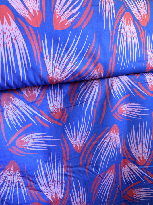 Smooth Double Gauze - Fan Flower red/blue