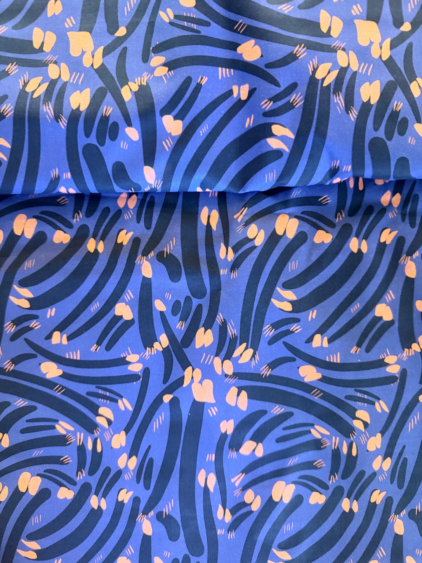 Quilting Cotton- Blue and Peach Claws