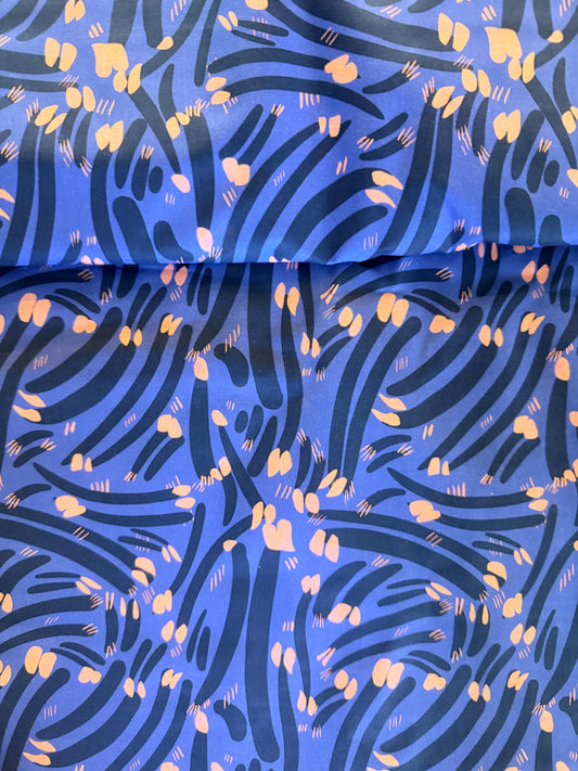 Quilting Cotton- Blue and Peach Claws