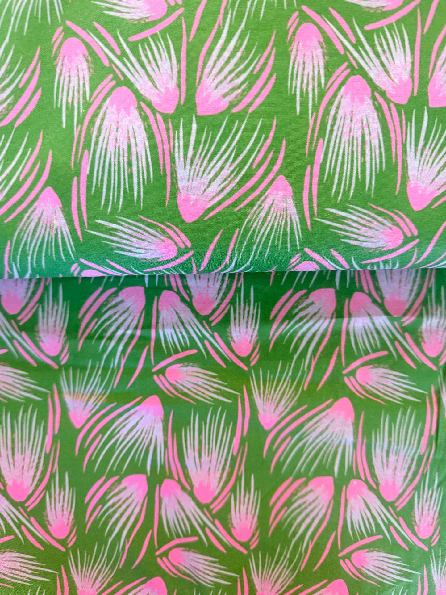 Quilting Cotton- Fan Flower Pink and Green