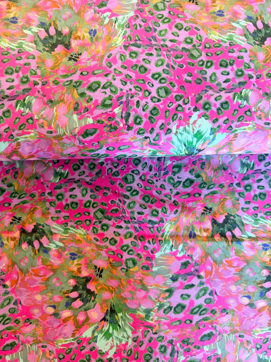 Quilting Cotton- Cheetah FLOWER pink