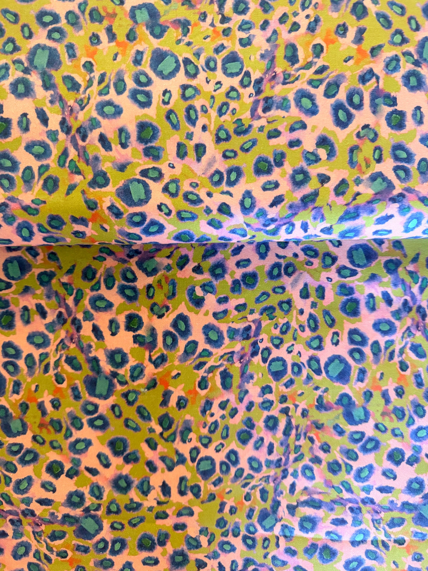 Quilting Cotton- Cheetah Green and Peach