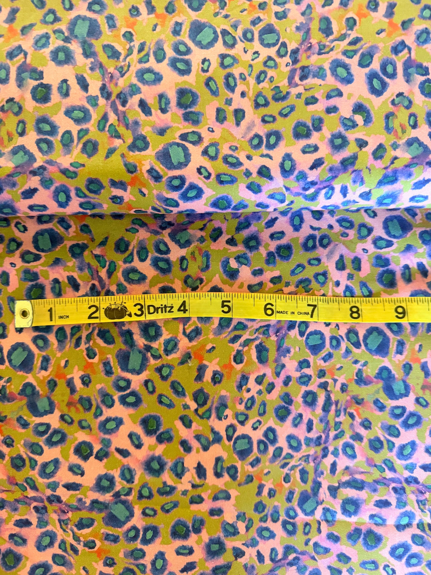 Quilting Cotton- Cheetah Green and Peach