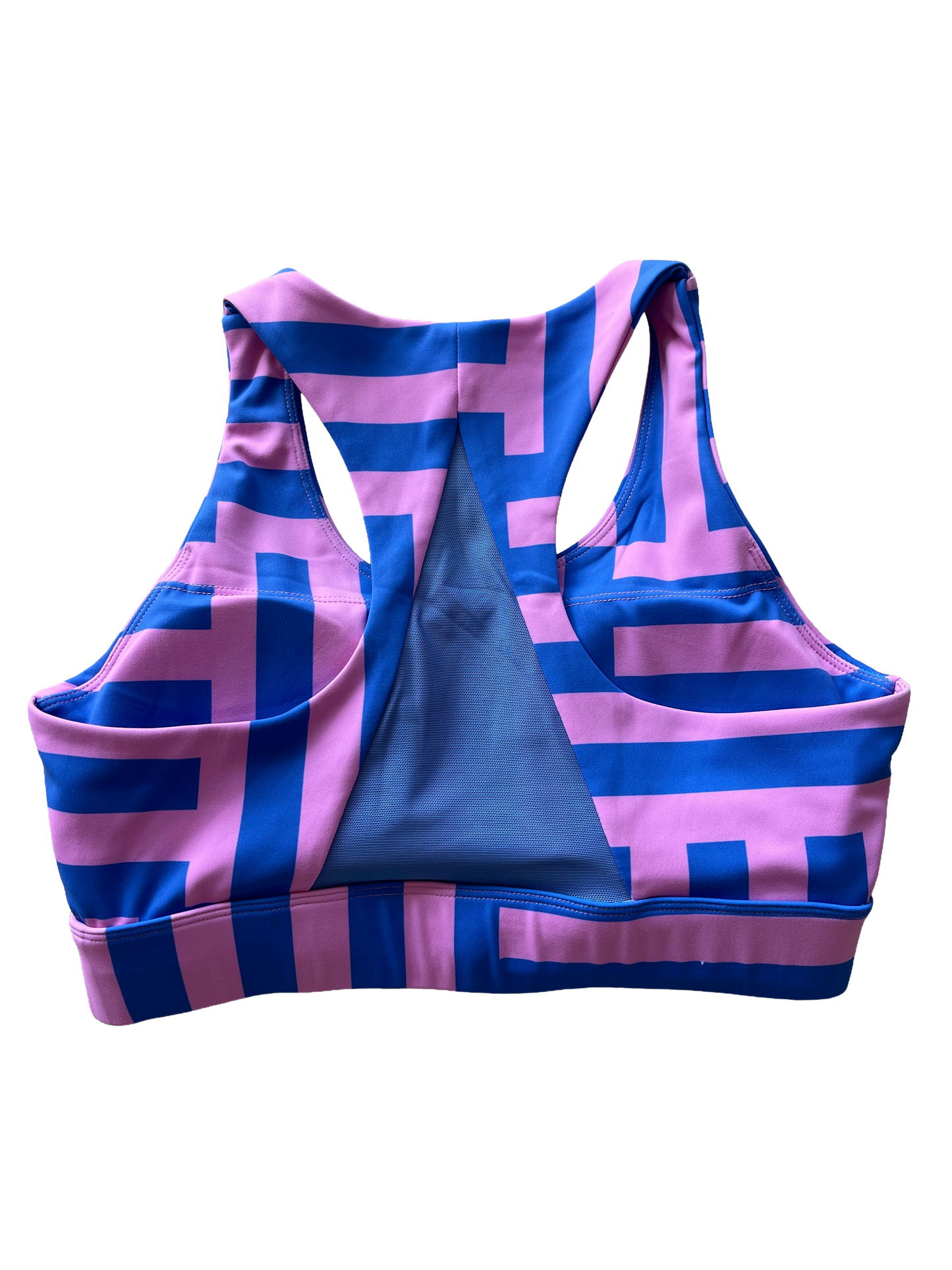 Sports Bra - Pink and Blue striped Block