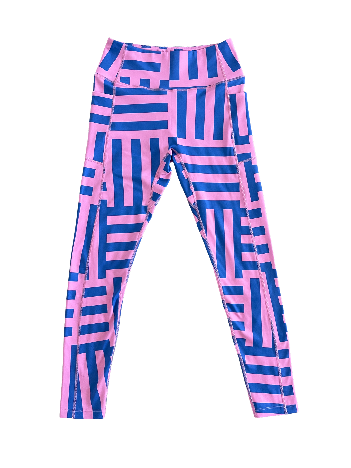 Leggings -Pink and blue stripe block