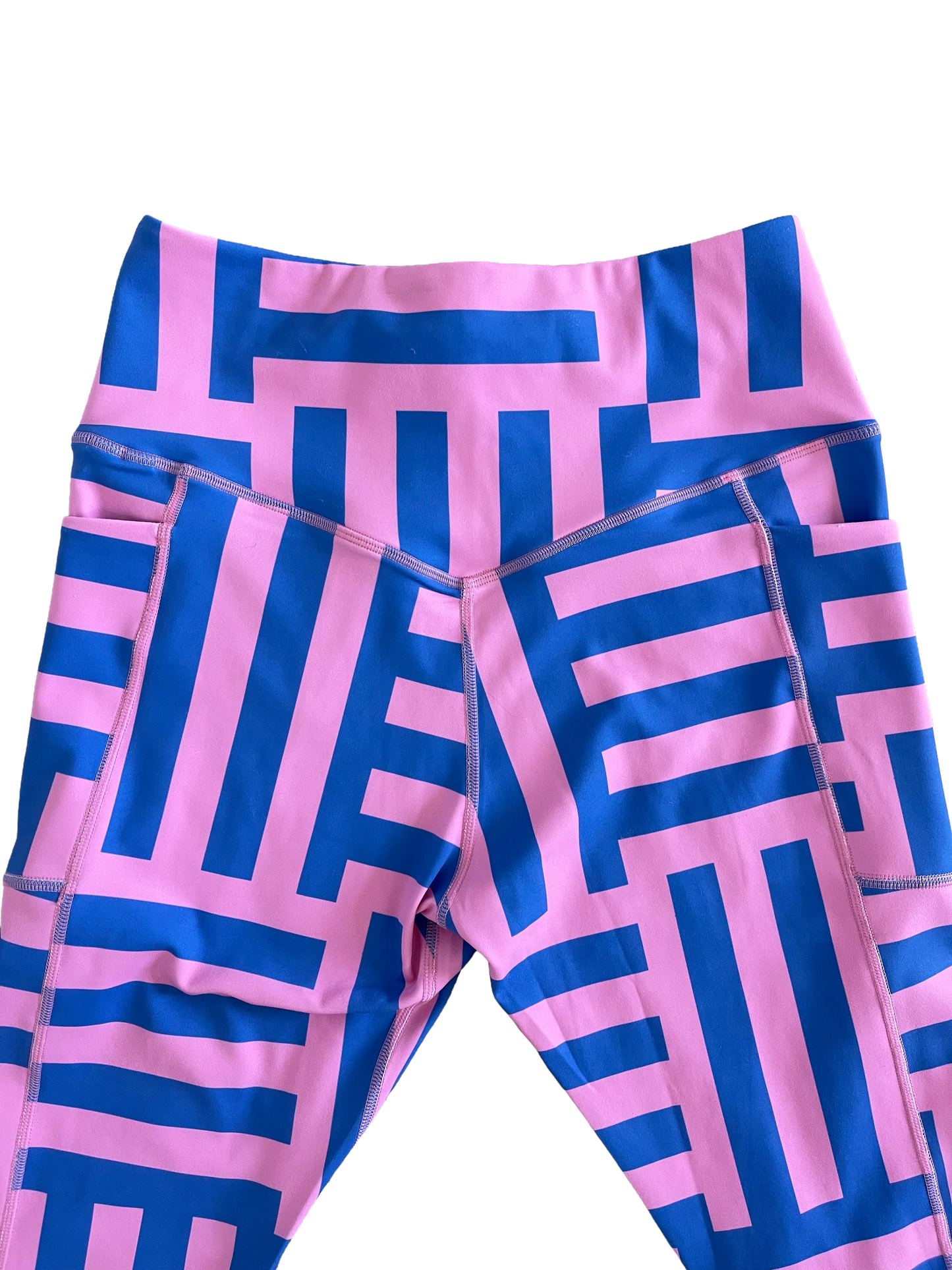 Leggings -Pink and blue stripe block
