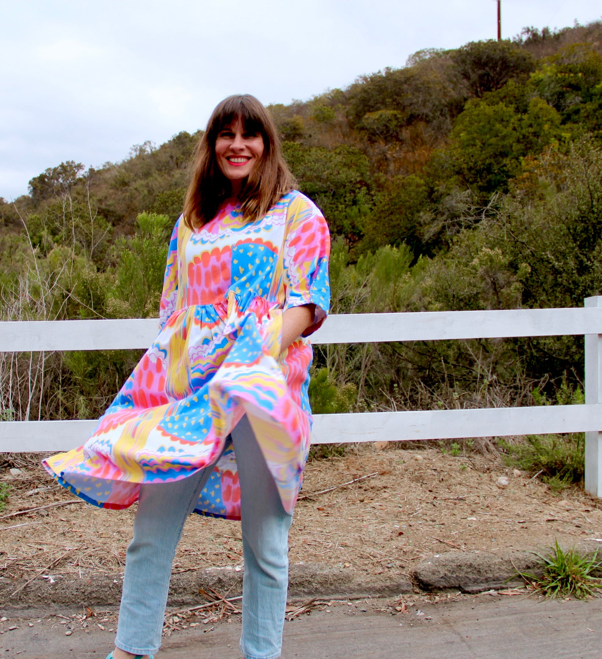 short oversized dress Short Oversized Dress: 5 Prints Green Watercolor